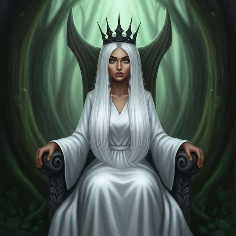 Enchanting Forest Queen with Long White Hair Enchanting Forest Queen with Long White Hair
