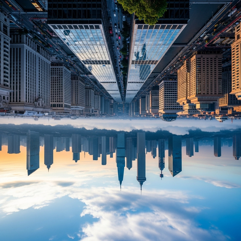 Sophisticated Financial District: Photorealistic Inverted Nature Sophisticated Financial District: Photorealistic Inverted Nature