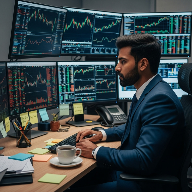 Professional Trader Analyzing Market Data - South Asia Professional Trader Analyzing Market Data - South Asia