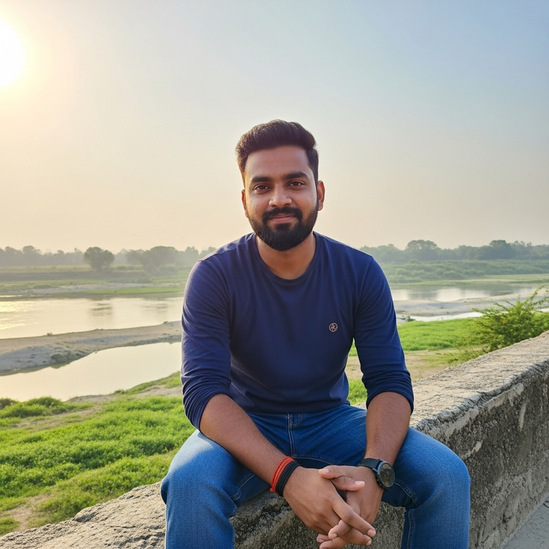 Confident Indian Man in Tranquil Outdoor Setting | Vibrant Energy of Everyday Life in India Confident Indian Man in Tranquil Outdoor Setting | Vibrant Energy of Everyday Life in India