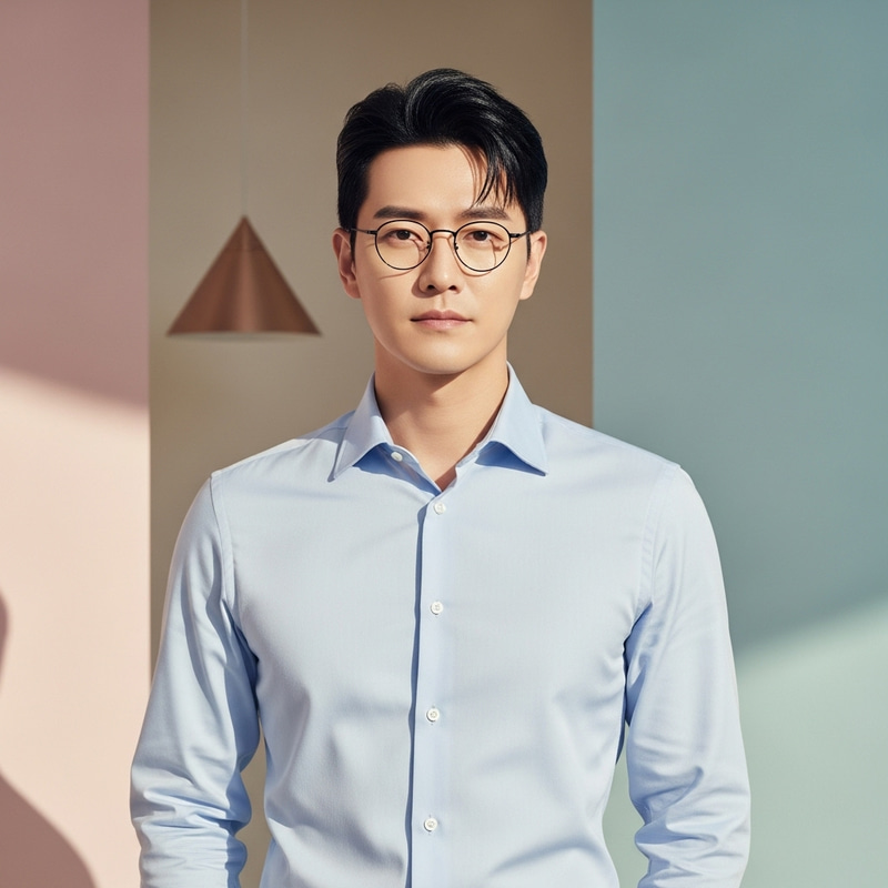 Stylish Asian Man with Glasses and Nice Hair