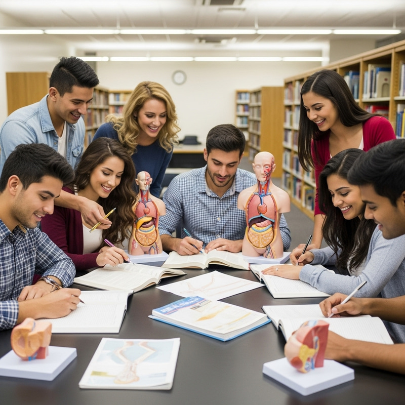 Diverse College Couples Learning Human Anatomy Together