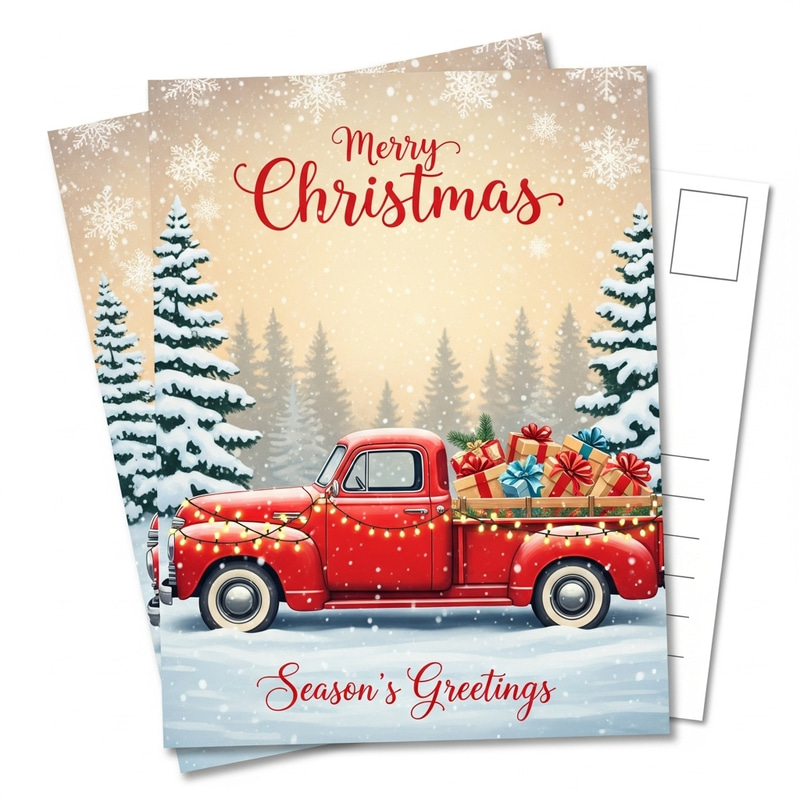 Vintage Truck Christmas Wish Postcard Design Vintage Truck Christmas Wish Postcard Design