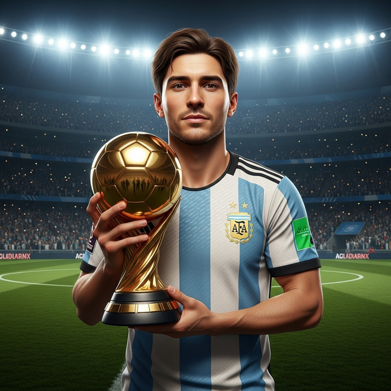 Top Male Football Player with Golden Ball Trophy Top Male Football Player with Golden Ball Trophy