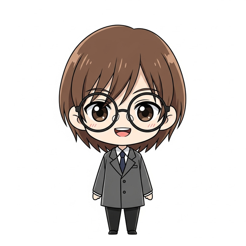 Adorable Chibi-Style Anime Boy with Brown Hair and Glasses Adorable Chibi-Style Anime Boy with Brown Hair and Glasses
