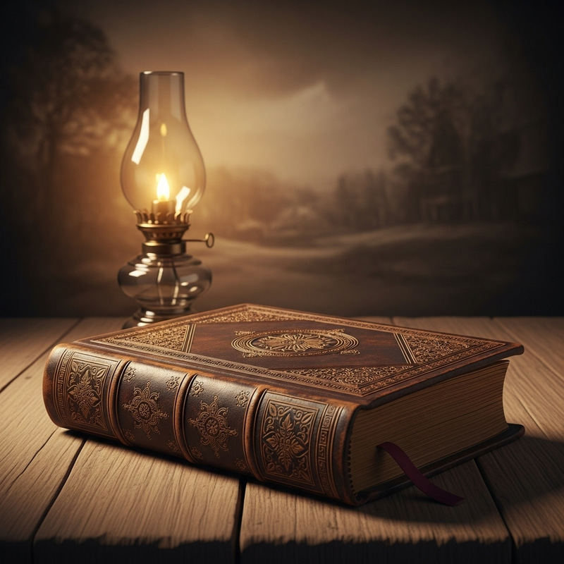 Antique Bible on Aged Wooden Table | Sacred Elegance