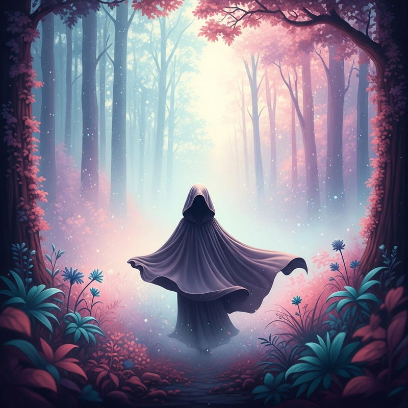 Mystical Figure in Enchanted Forest Art