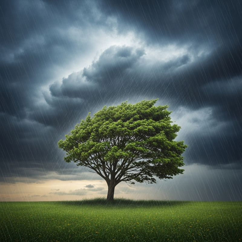 Resilient Tree in Storm - Symbol of Strength and Resistance Resilient Tree in Storm - Symbol of Strength and Resistance