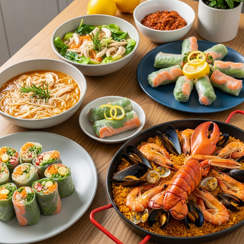 Quick & Delicious Meals: Chicken Noodle, Spring Rolls & Seafood Paella Quick & Delicious Meals: Chicken Noodle, Spring Rolls & Seafood Paella
