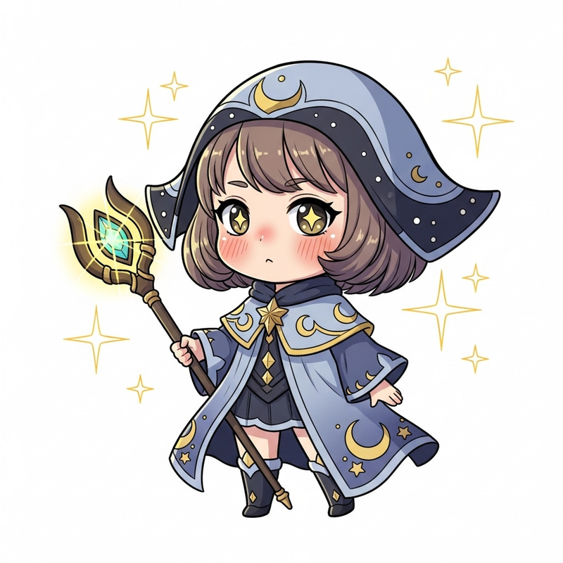 Lauriel Chibi - Magical Robe, Staff & Sparkling Aura
