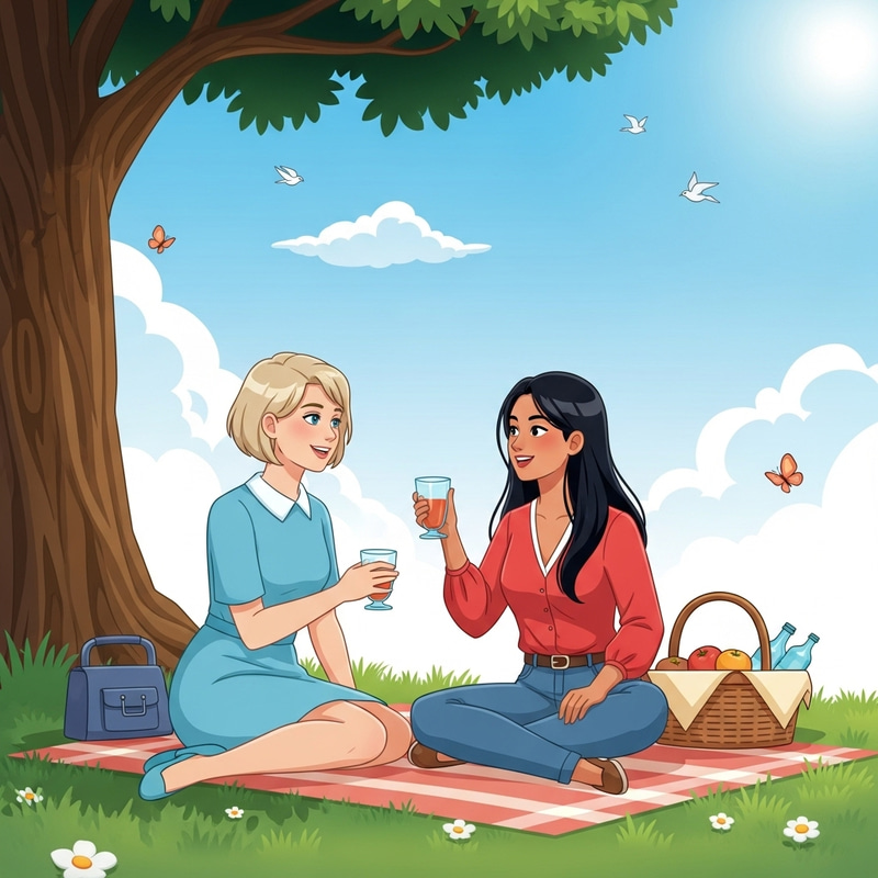 Two Female Friends Enjoying Quality Time Outdoors Two Female Friends Enjoying Quality Time Outdoors