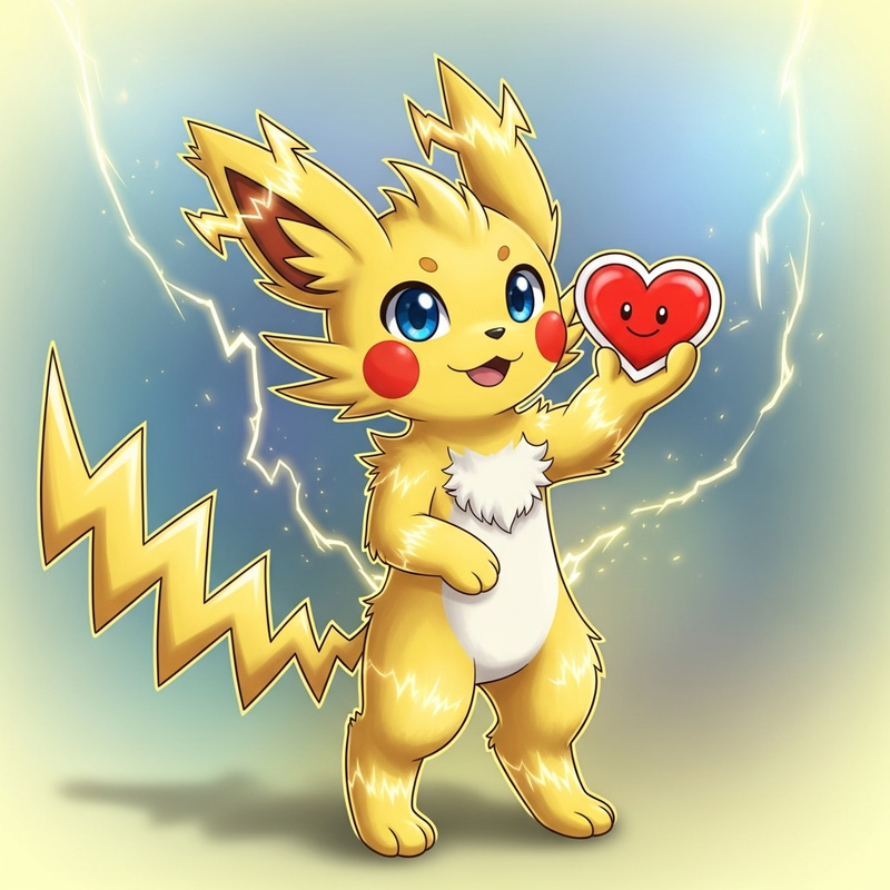 Heart-Sticker Pikachu: Electric Yellow Creature