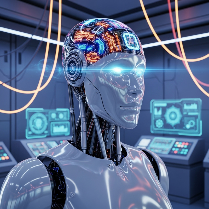 AI Robot Connected to Quantum Computing | Cutting-edge Design AI Robot Connected to Quantum Computing | Cutting-edge Design