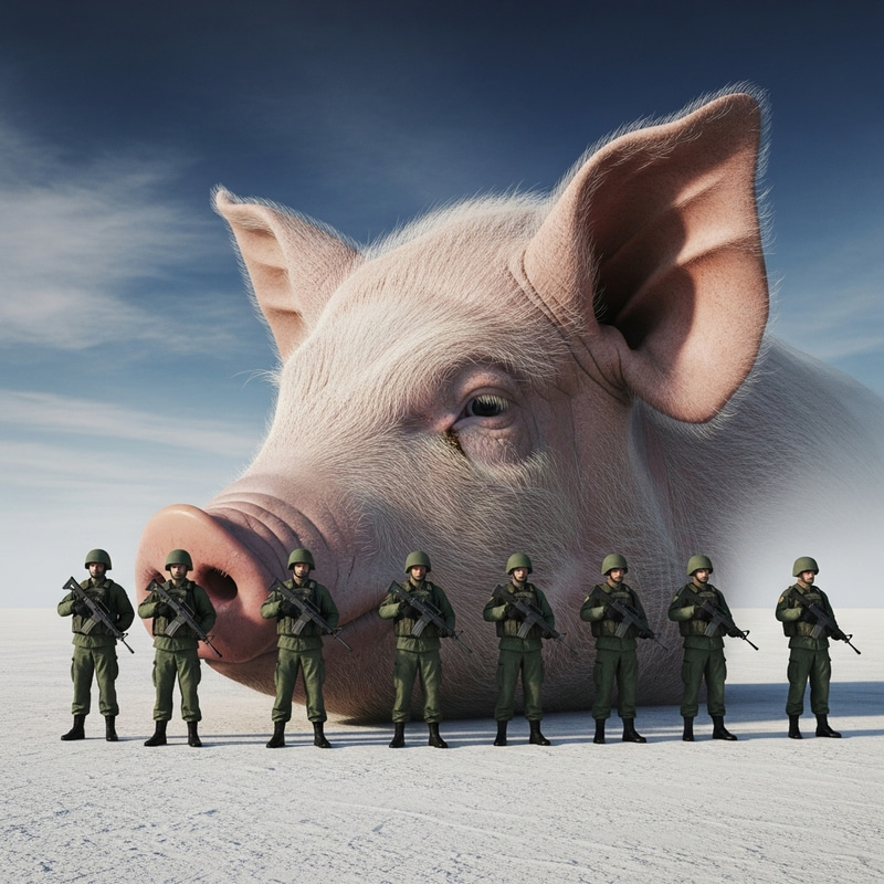 Israeli Army Surreal Scene with Pig's Head