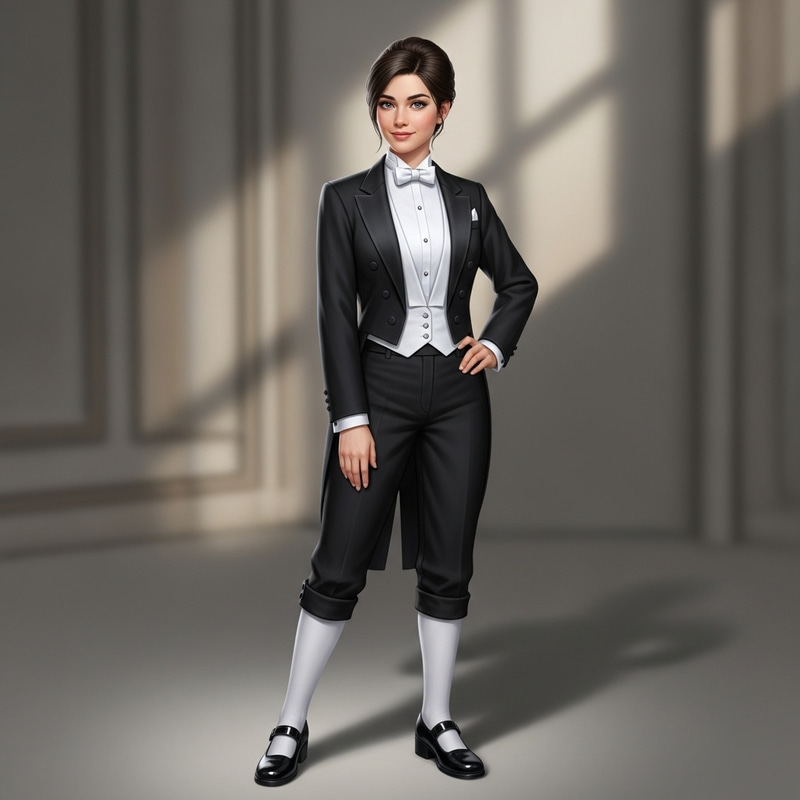 Hailee Steinfeld Tuxedo Outfit with Tights and Mary Jane Shoes