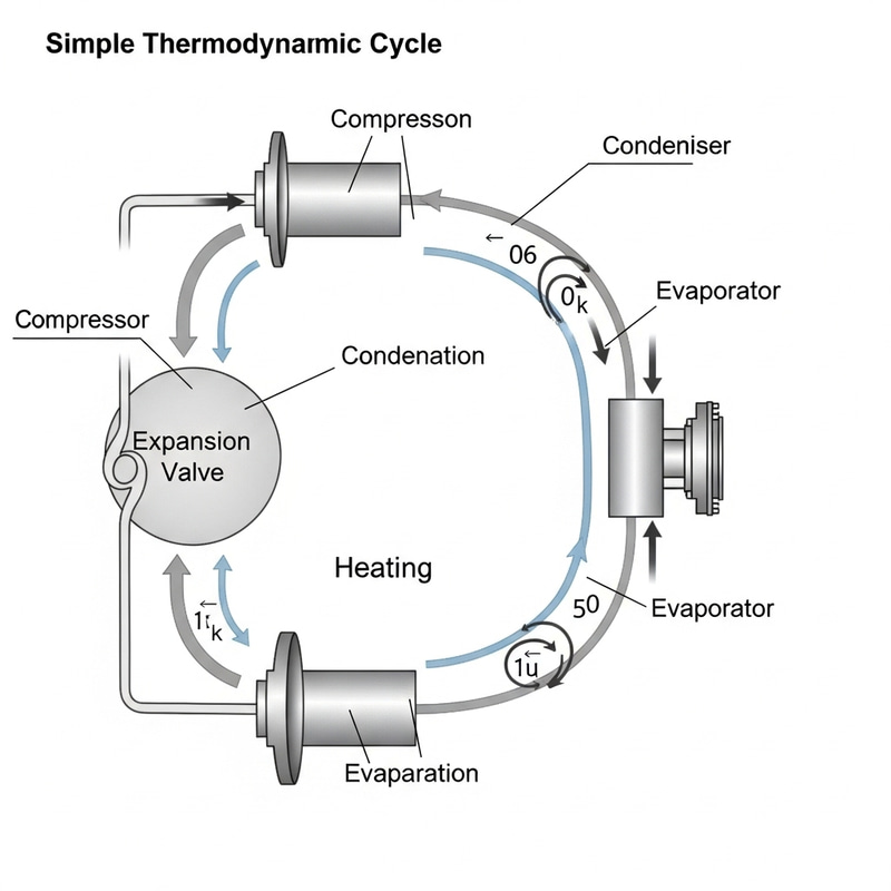 Detailed Thermodynamic Cycle of Vapor Compression Heat Pump