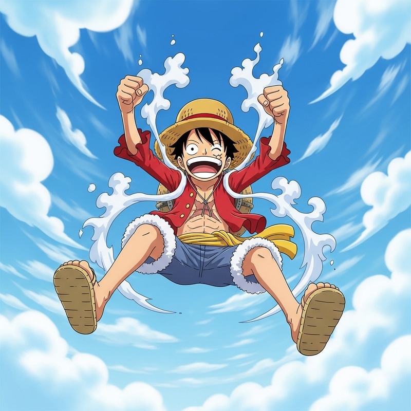 Luffy Soaring High in Sky | Boundless Adventure Joy