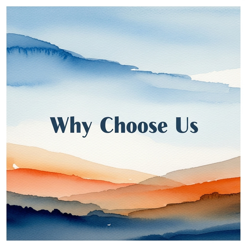 Why Choose Us Watercolor Graphic | Tranquil Design