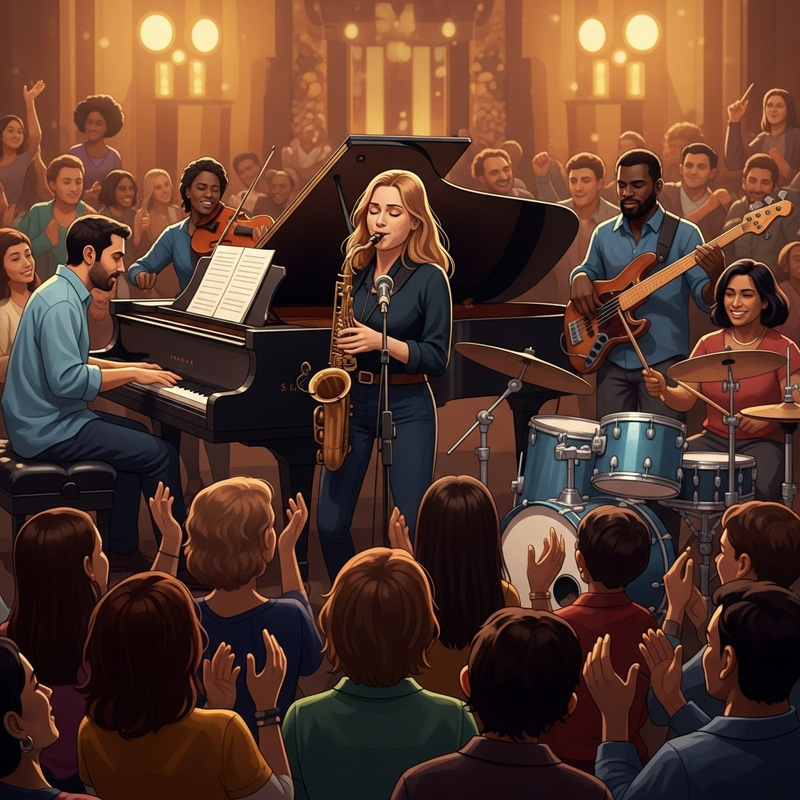 Diverse Latin Jazz Musicians Live | Energetic Concert Scene Diverse Latin Jazz Musicians Live | Energetic Concert Scene