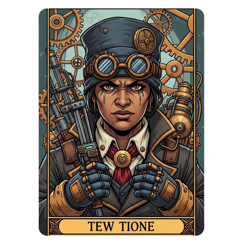 Scary Inventor in Steampunk Goggles | Tarot Card Fantasy Art Scary Inventor in Steampunk Goggles | Tarot Card Fantasy Art