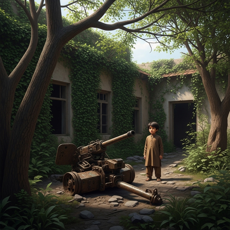 Curiosity of a Boy in an Abandoned Village Curiosity of a Boy in an Abandoned Village