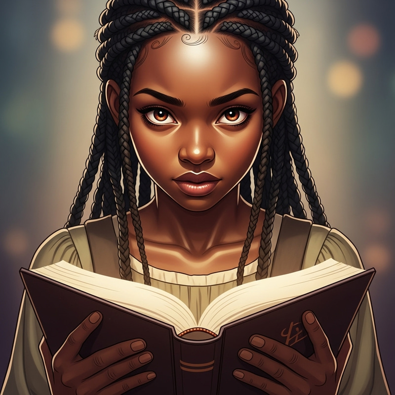 Faithful African-American Woman with Bible and Braided Hair Faithful African-American Woman with Bible and Braided Hair