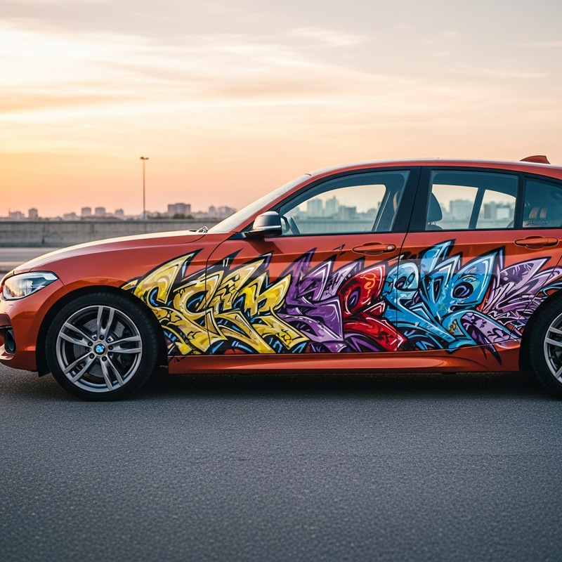 BMW F20 Valencia Orange with City Graffiti