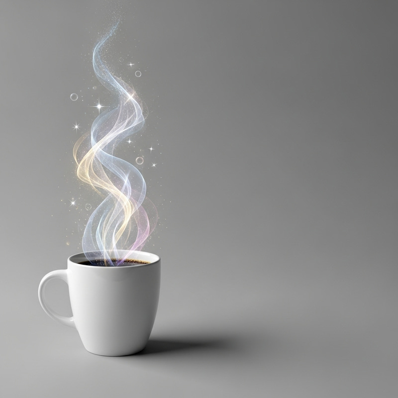 Magic Coffee Mug with Subtle Details on Clean Background