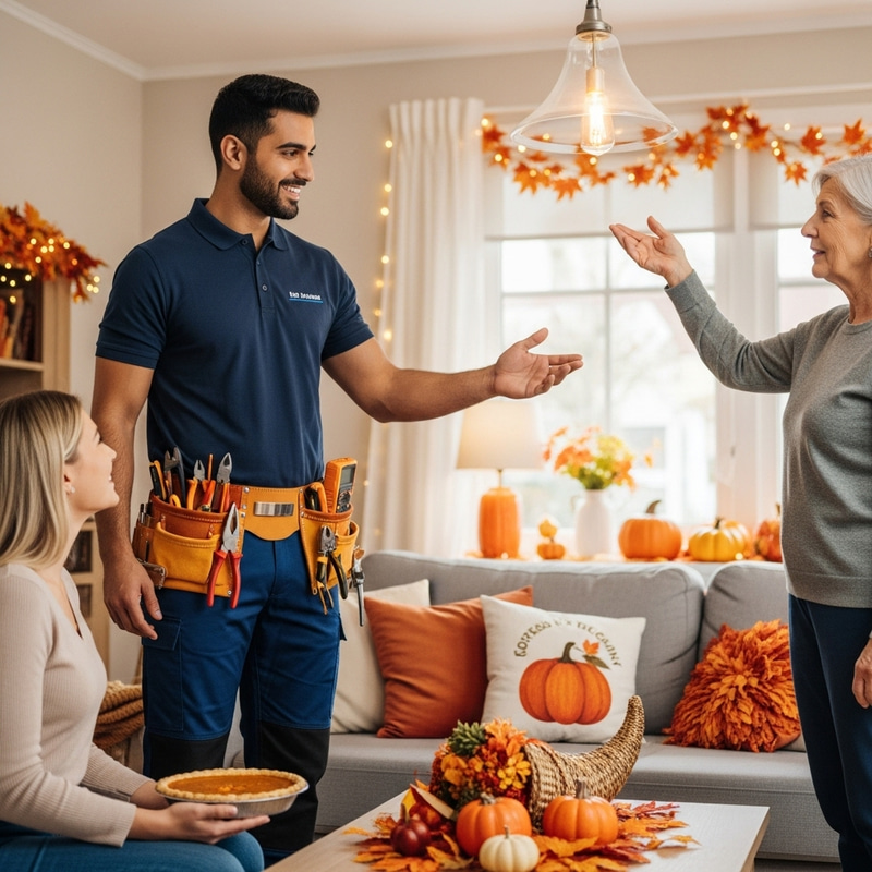 Friendly Electrician Welcoming Clients for Thanksgiving Friendly Electrician Welcoming Clients for Thanksgiving