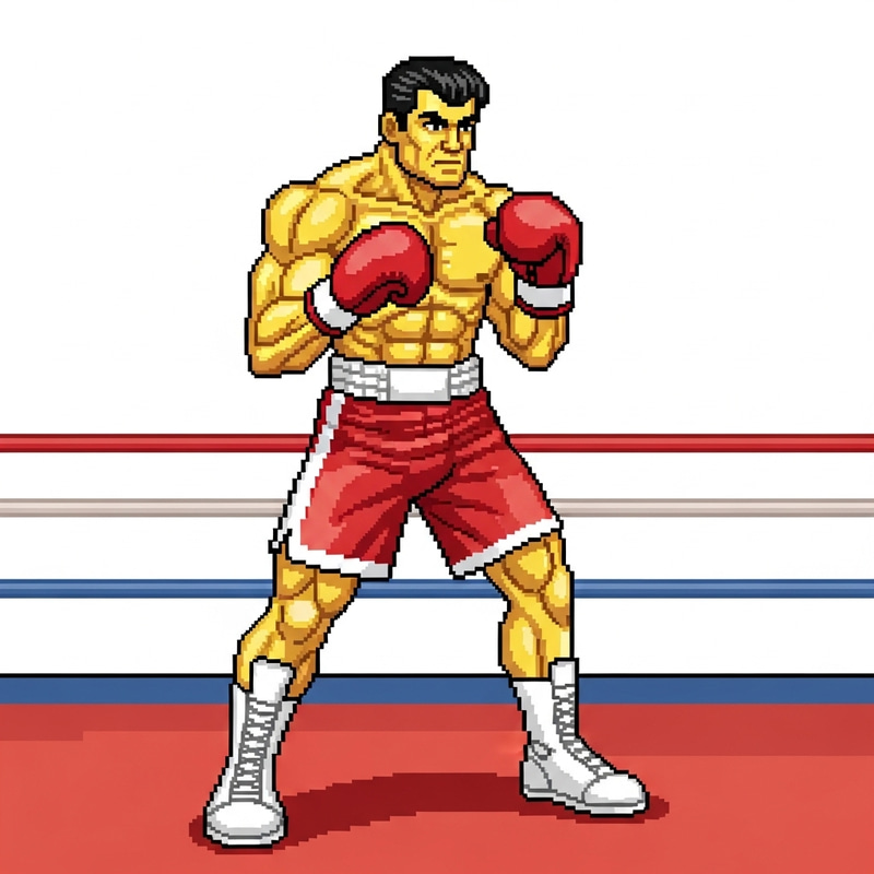 Pixel Art Boxer - Masculine Fighter with Black Hair in Pixel Style Pixel Art Boxer - Masculine Fighter with Black Hair in Pixel Style