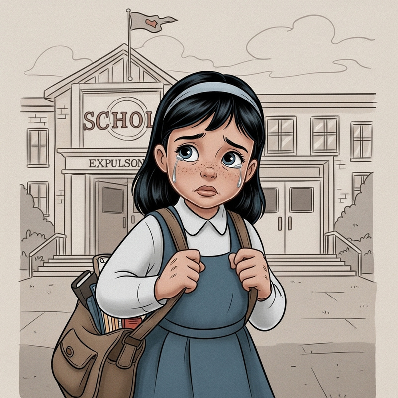 Heartbreaking Disney Style Illustration of a Girl's School Expulsion Heartbreaking Disney Style Illustration of a Girl's School Expulsion