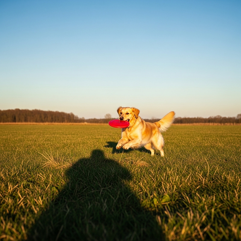 Adorable Dog Frolicking in Sunny Field