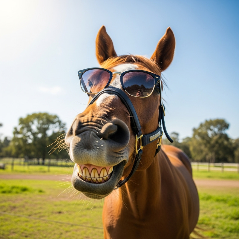 Happy Horse Wearing Sunglasses Happy Horse Wearing Sunglasses