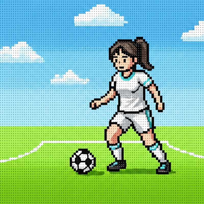 64-Bit Pixel Art Soccer Girl in Action 64-Bit Pixel Art Soccer Girl in Action