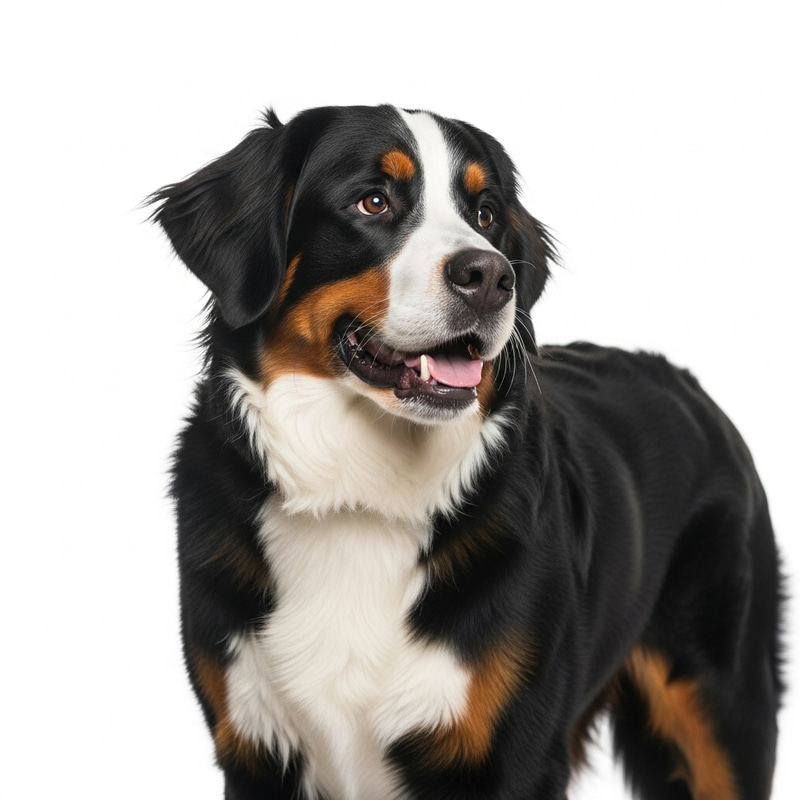 Cheerful Bernese Mountain Dog with Healthy Glossy Coat