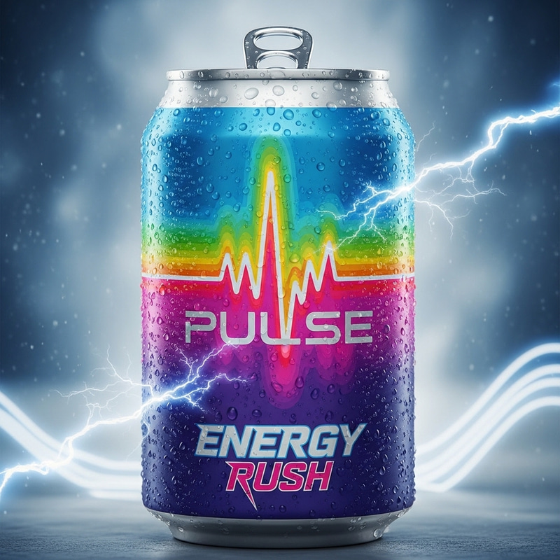 Energy Rush: Sleek Can of Vibrant Energy Drink