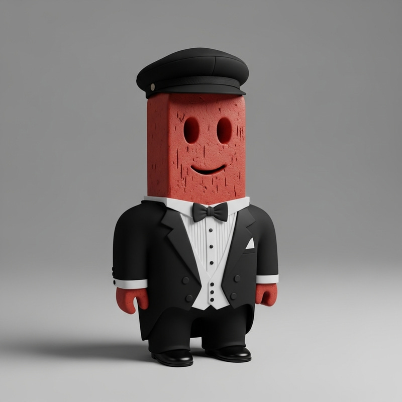 Stylish Brick in Tuxedo Hat resembling Sharp Visors