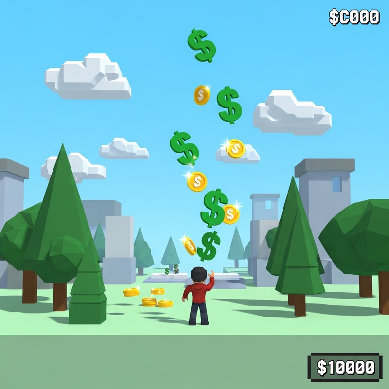 Cash Pickup Simulation Game in Pixelated Roblox Style Cash Pickup Simulation Game in Pixelated Roblox Style