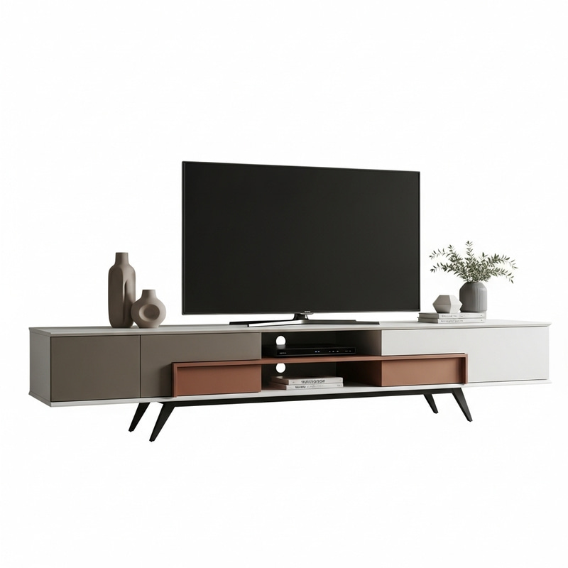 Modern TV Unit | Sleek Design with Earth Tones & Functional Style Modern TV Unit | Sleek Design with Earth Tones & Functional Style