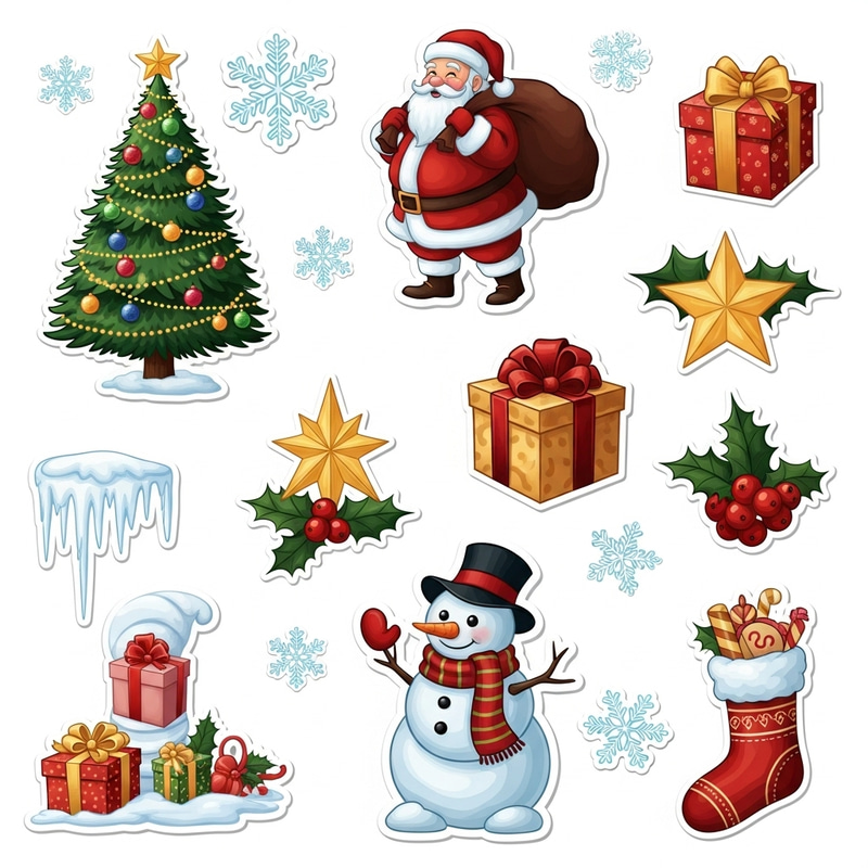 Christmas Sticker Set | Traditional Symbols & Winter Themes Christmas Sticker Set | Traditional Symbols & Winter Themes