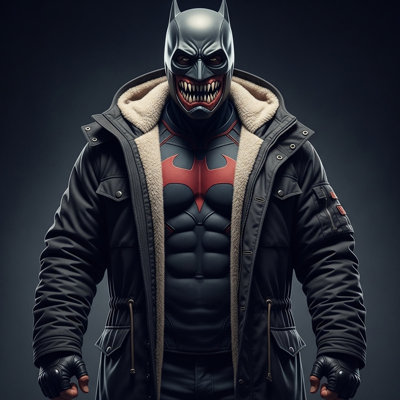 Bane Winter Coat with Sherpa Lined Hood - Dark and Intense Look Bane Winter Coat with Sherpa Lined Hood - Dark and Intense Look