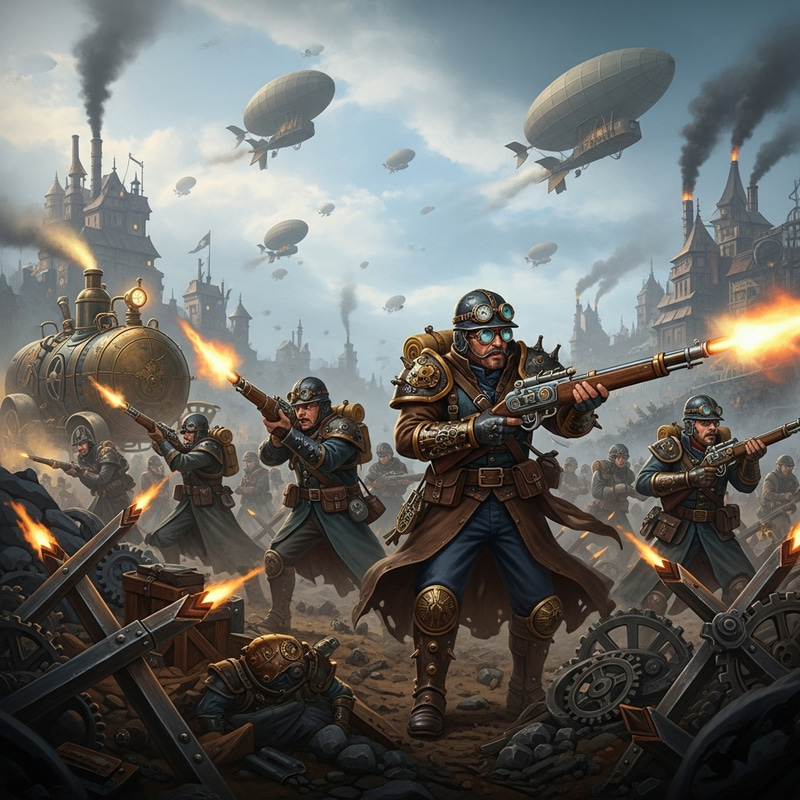 Steam Punk Battle | 1800's Battlefield Illustration Steam Punk Battle | 1800's Battlefield Illustration