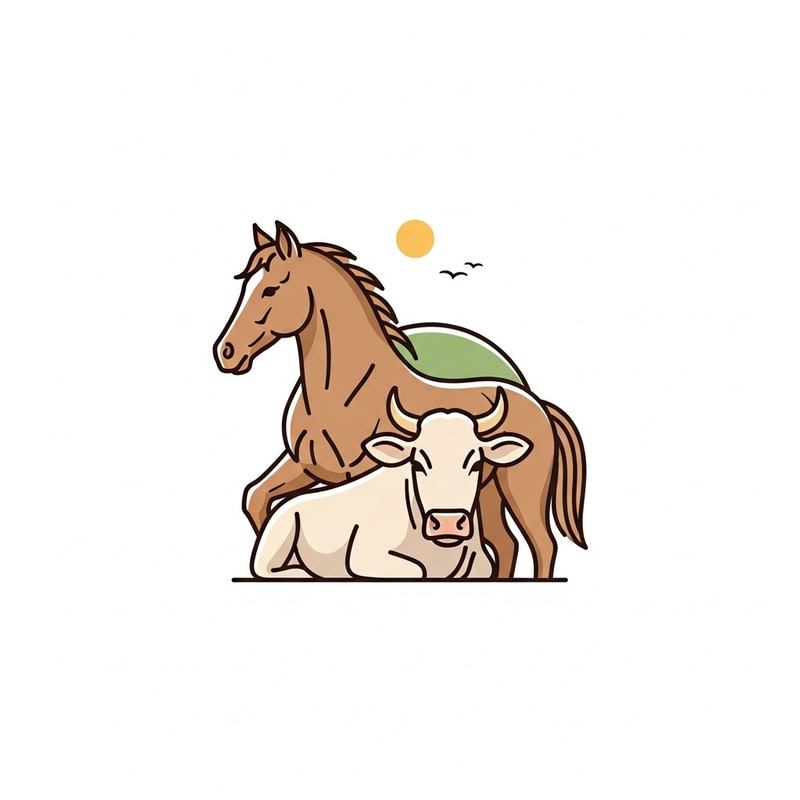 Majestic Horse and Tranquil Cow: Harmony Logo Majestic Horse and Tranquil Cow: Harmony Logo