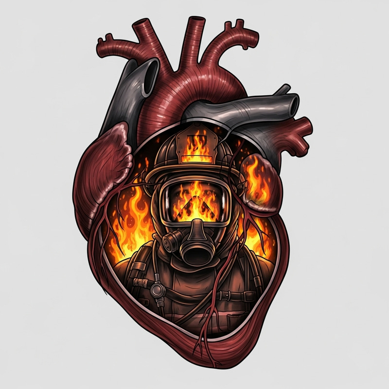 Firefighter Heart and Flames Tattoo Design Firefighter Heart and Flames Tattoo Design