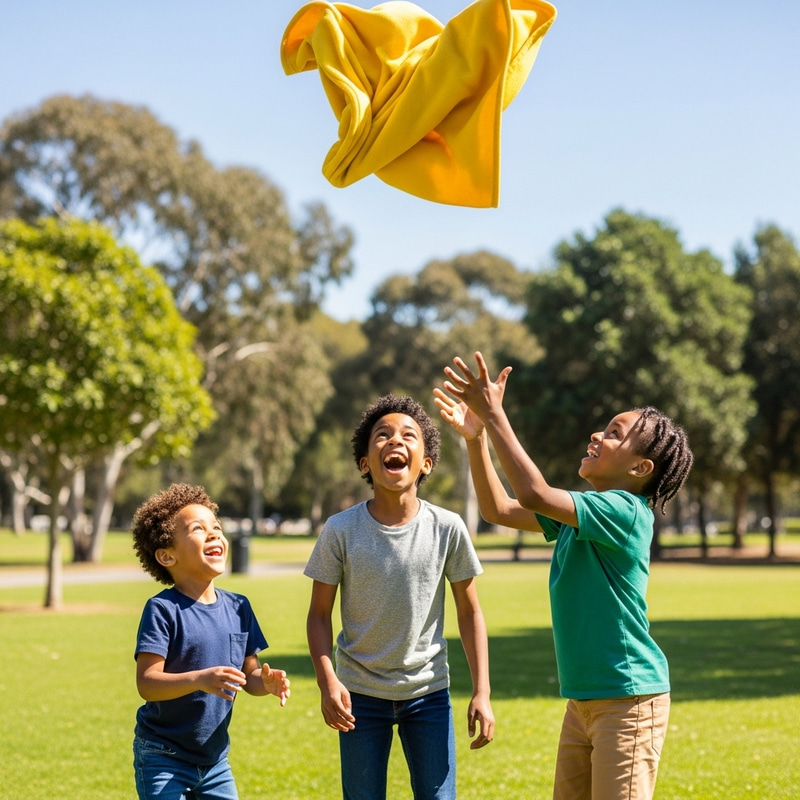 Black Boys Having Fun with Blanket Outdoors | Joyful Moments