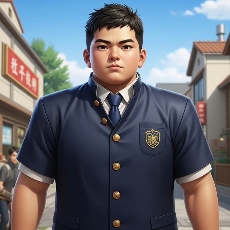 Young Asian Boy in School Uniform - Narrative Game Art