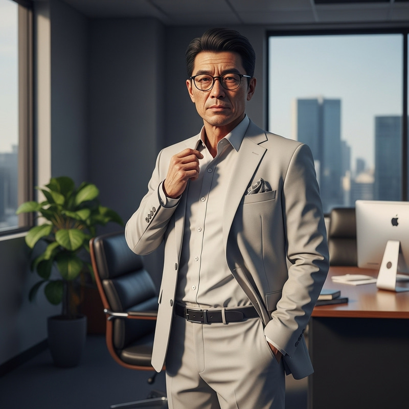 Professional Asian Man Portrait in Office with Minimalist Style Professional Asian Man Portrait in Office with Minimalist Style