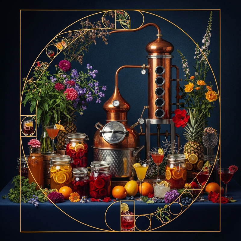 Visually Captivating Still Life with Gleaming Copper Still | Golden Ratio Inspiration