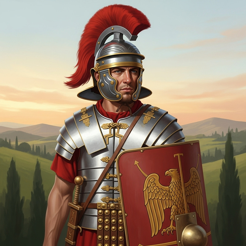 Caucasian Roman Soldier Portrait in Lorica Segmenta Caucasian Roman Soldier Portrait in Lorica Segmenta