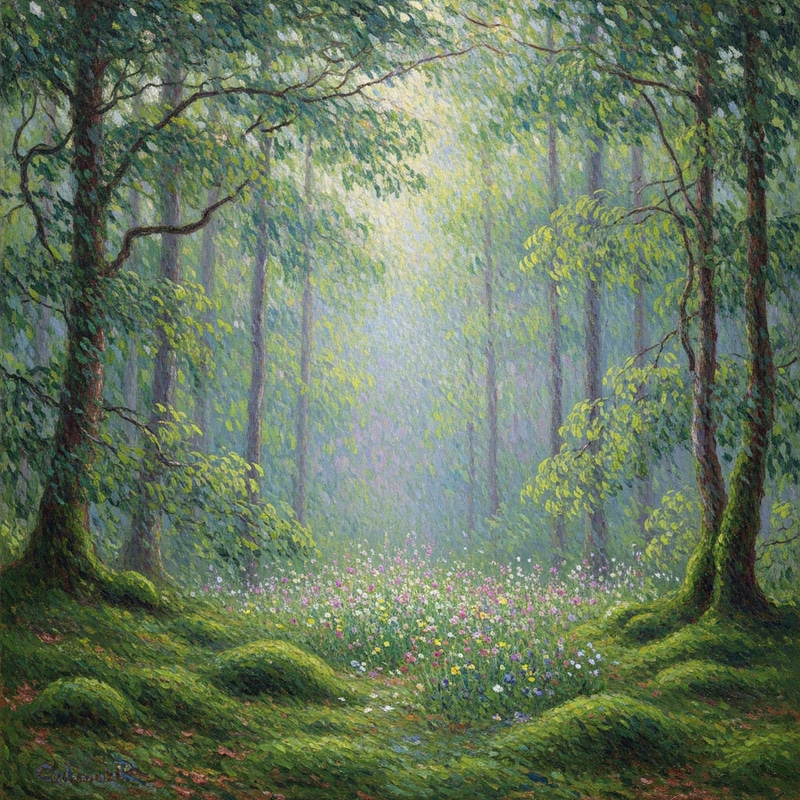 Mystical Forest Impressionist Painting | Monet Inspired